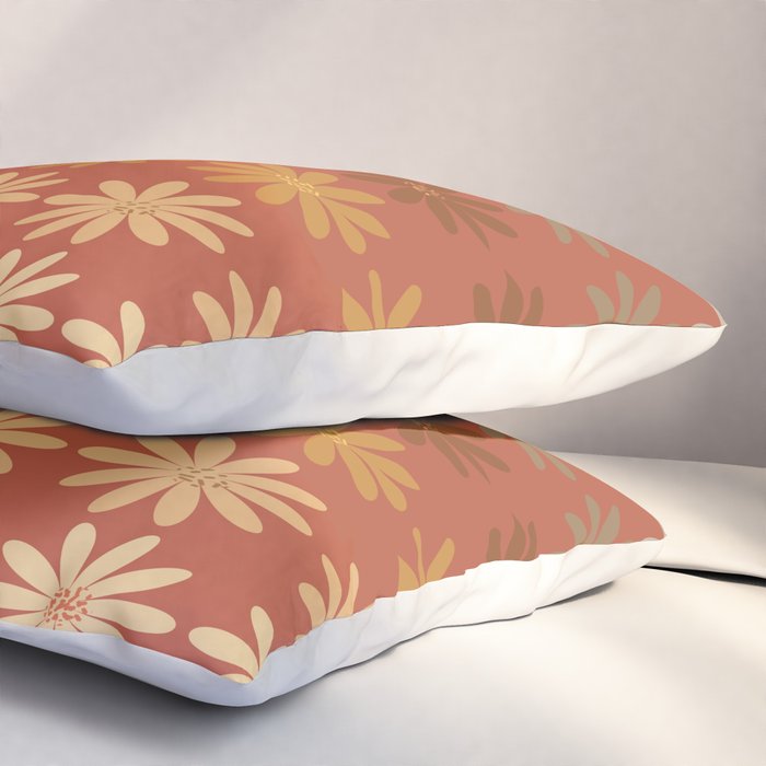 Ombre Abstract Daisies on Mandarin Orange Pillow Sham Gallery Image 3
