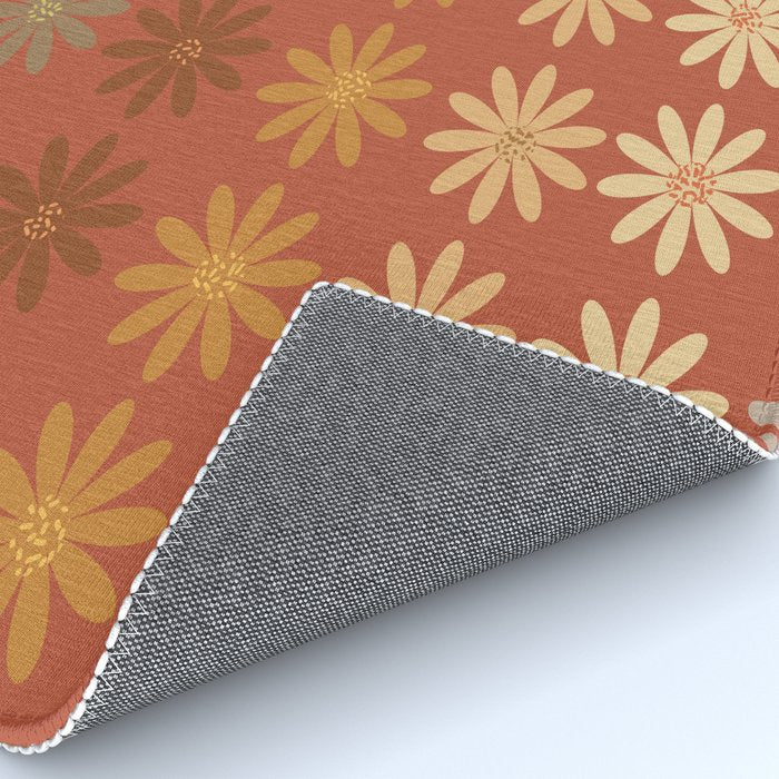 Ombre Abstract Daisies on Mandarin Orange Rug Gallery Image 4