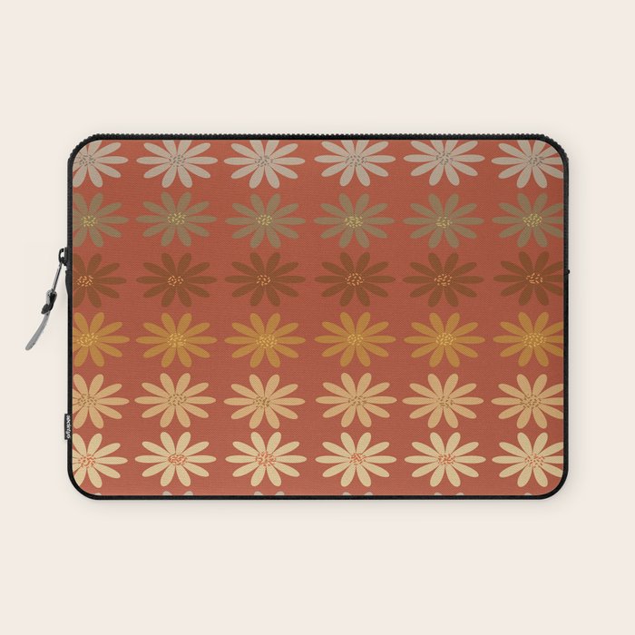 Ombre Abstract Daisies on Mandarin Orange Laptop Sleeve Gallery Image 1