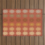 Ombre Abstract Daisies on Mandarin Orange Outdoor Rug Gallery Image 1