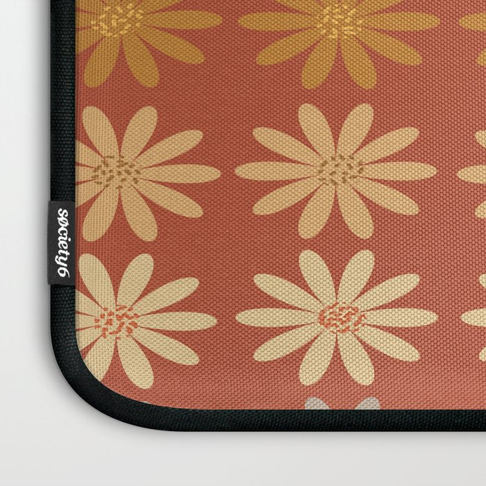 Ombre Abstract Daisies on Mandarin Orange Laptop Sleeve Gallery Image 3