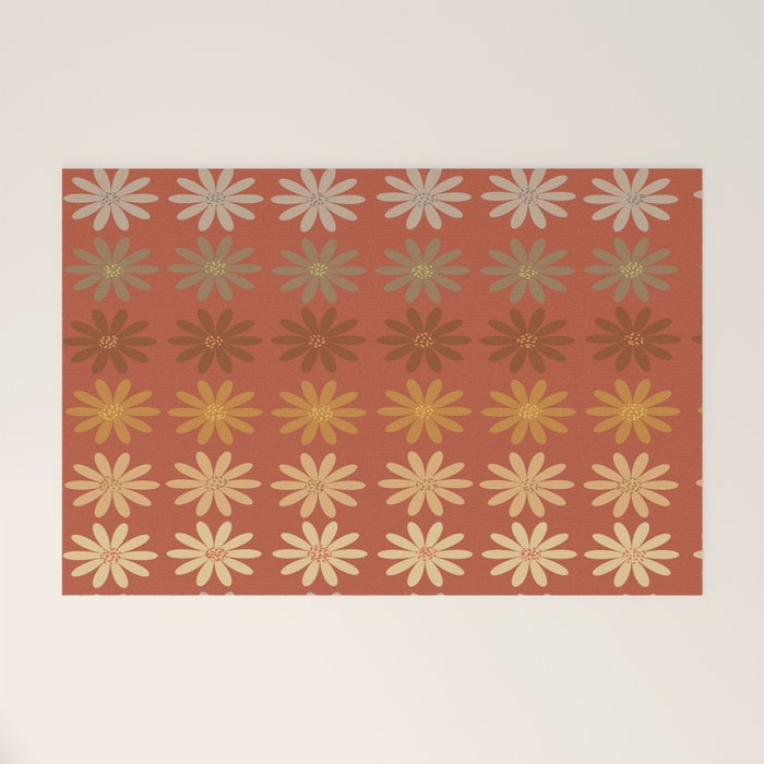 Ombre Abstract Daisies on Mandarin Orange Welcome Mat Gallery Image 1