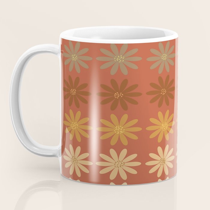 Ombre Abstract Daisies on Mandarin Orange Coffee Mug Gallery Image 3