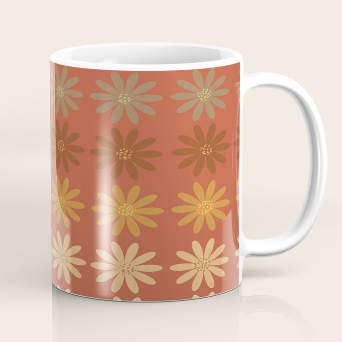 Ombre Abstract Daisies on Mandarin Orange Coffee Mug Gallery Image 1