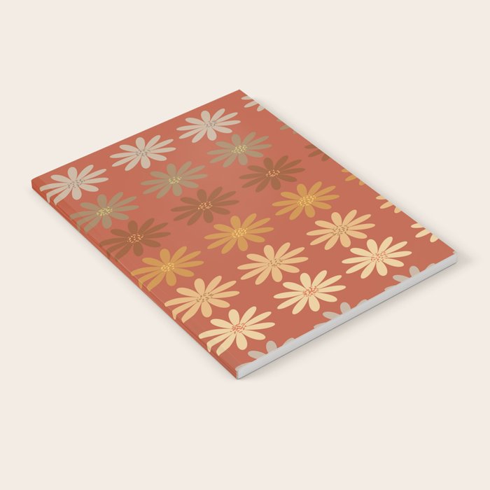Ombre Abstract Daisies on Mandarin Orange Notebook Gallery Image 2