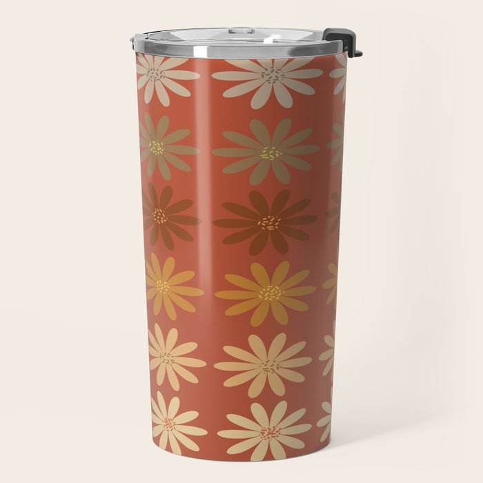 Ombre Abstract Daisies on Mandarin Orange Travel Mug Gallery Image 2