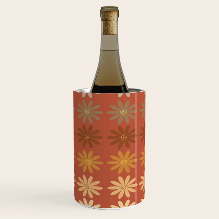 Ombre Abstract Daisies on Mandarin Orange Wine Chiller Gallery Image 1