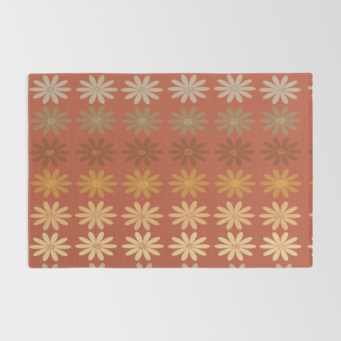 Ombre Abstract Daisies on Mandarin Orange Rug Gallery Image 2