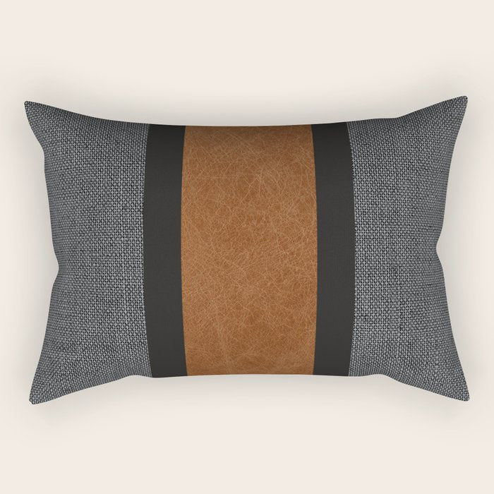 Nordic Mid Century Modern Chic Faux Leather Rectangular Pillow Gallery Image 2