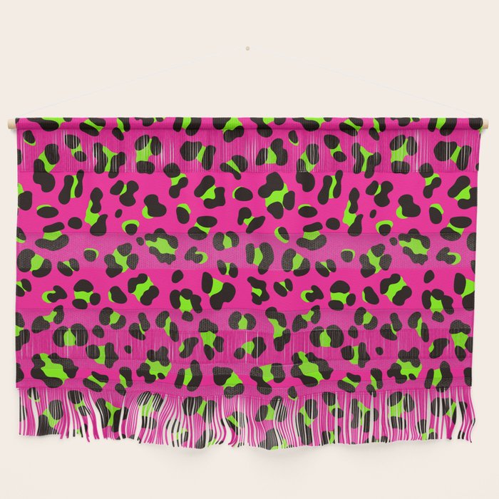 80s Neon Pink and Lime Green Leopard Wall Hanging Gallery Image 1
