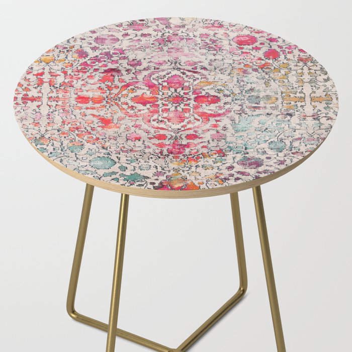 N258 - Vintage Glam Farmhouse Boho Traditional Floral Moroccan Style Side Table Gallery Image 2