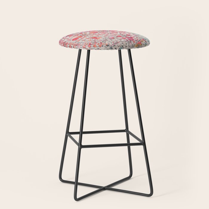 N258 - Vintage Glam Farmhouse Boho Traditional Floral Moroccan Style Stool Gallery Image 1