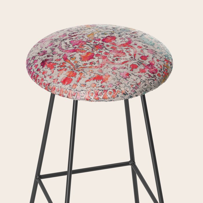 N258 - Vintage Glam Farmhouse Boho Traditional Floral Moroccan Style Stool Gallery Image 2