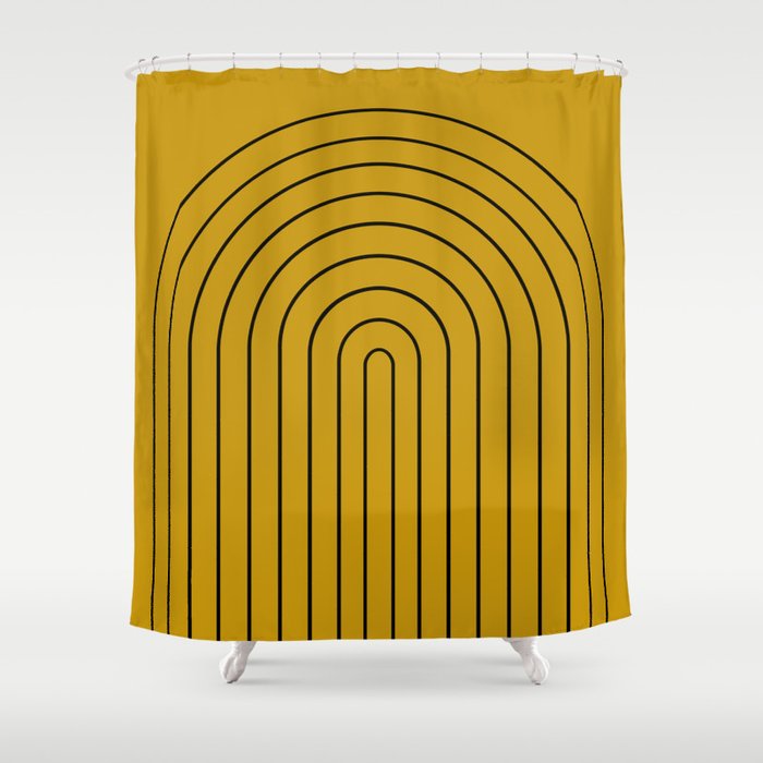 Minimal Arch VII Ochre Modern Geometric Lines Shower Curtain Gallery Image 1