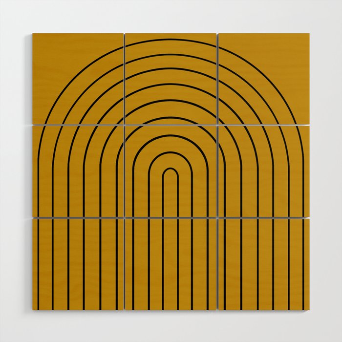 Minimal Arch VII Ochre Modern Geometric Lines Wood Wall Art Gallery Image 1
