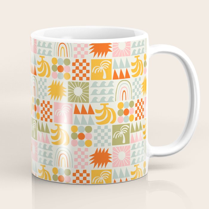 Colorful tropical summer mosaic tile art Coffee Mug Gallery Image 1