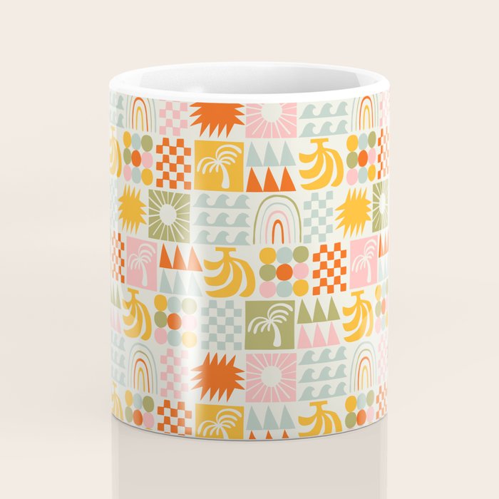 Colorful tropical summer mosaic tile art Coffee Mug Gallery Image 4