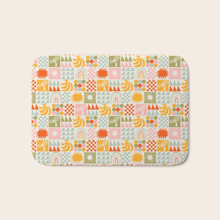 Colorful tropical summer mosaic tile art Bath Mat Gallery Image 1