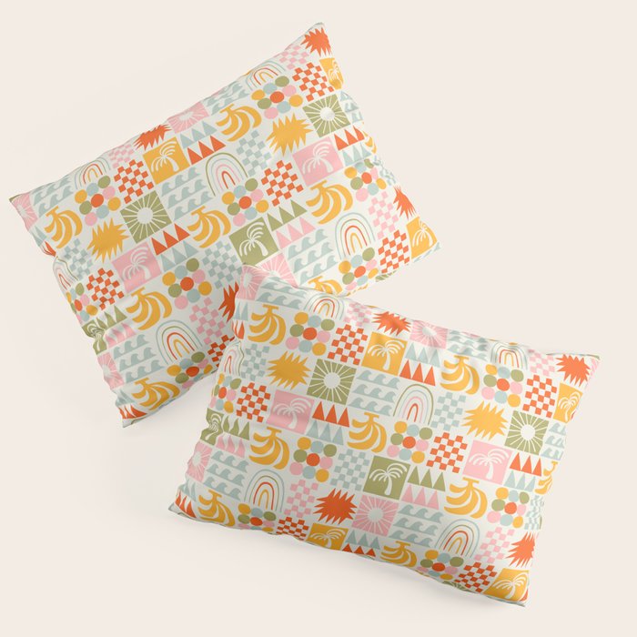 Colorful tropical summer mosaic tile art Pillow Sham Gallery Image 3