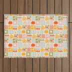 Colorful tropical summer mosaic tile art Outdoor Rug Gallery Image 1