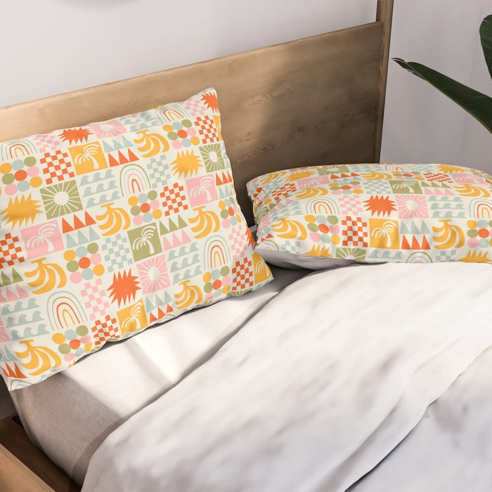 Colorful tropical summer mosaic tile art Pillow Sham Gallery Image 2