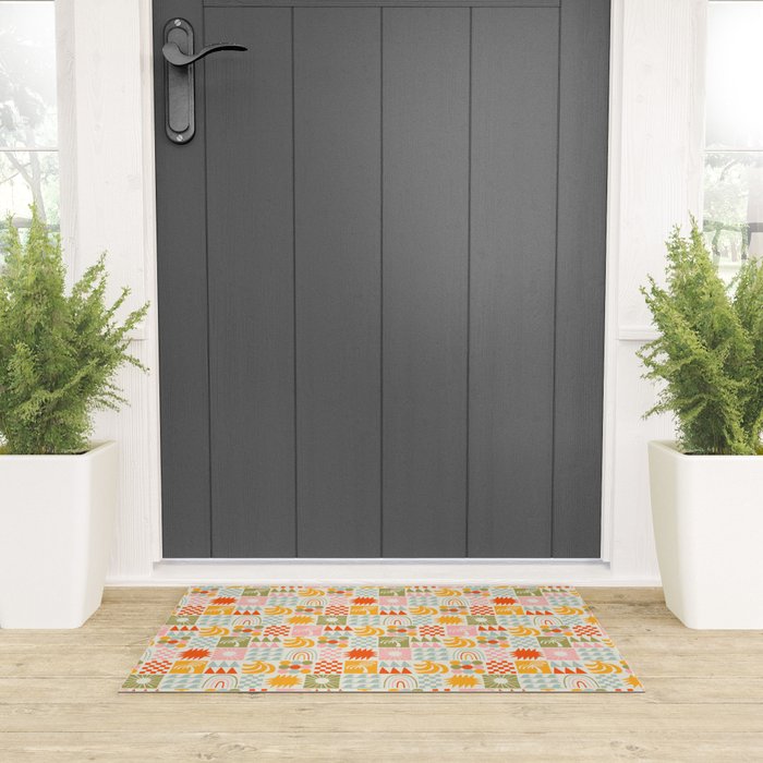 Colorful tropical summer mosaic tile art Welcome Mat Gallery Image 3