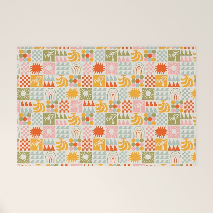 Colorful tropical summer mosaic tile art Welcome Mat Gallery Image 1