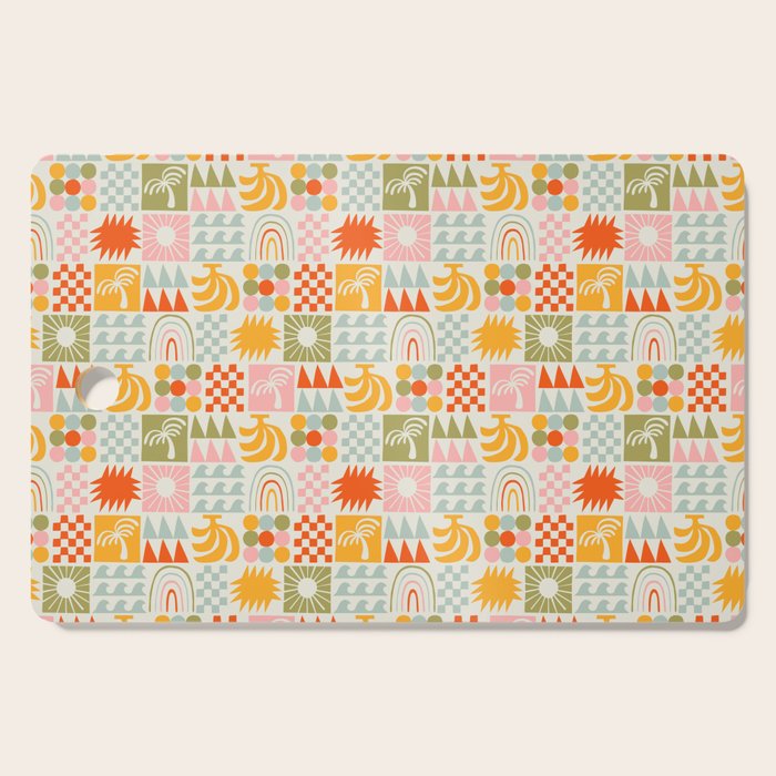 Colorful tropical summer mosaic tile art Cutting Board Gallery Image 1