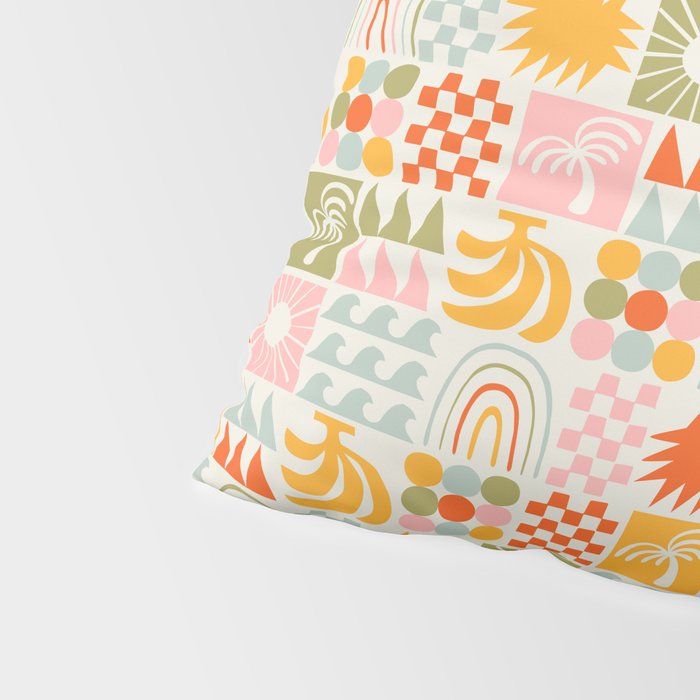 Colorful tropical summer mosaic tile art Pillow Sham Gallery Image 4