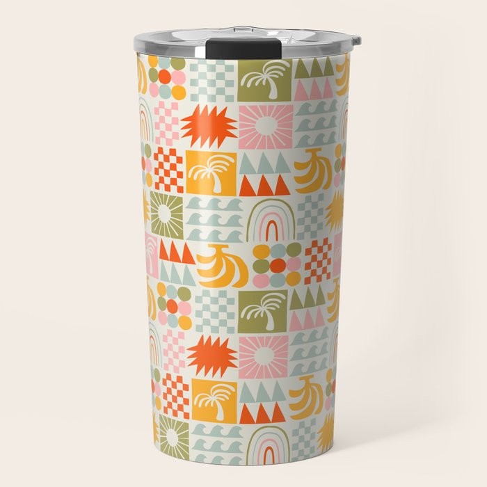 Colorful tropical summer mosaic tile art Travel Mug Gallery Image 1