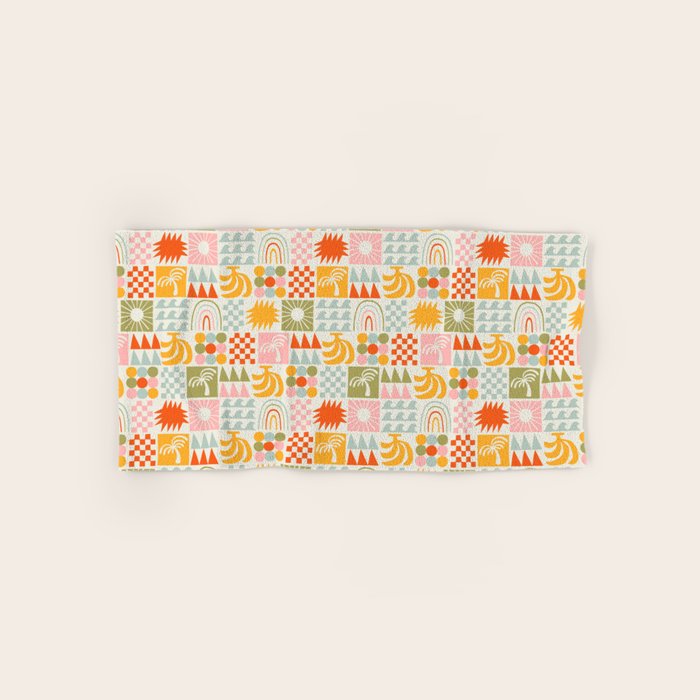 Colorful tropical summer mosaic tile art Bath Towel Gallery Image 1