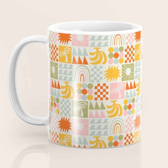 Colorful tropical summer mosaic tile art Coffee Mug Gallery Image 3
