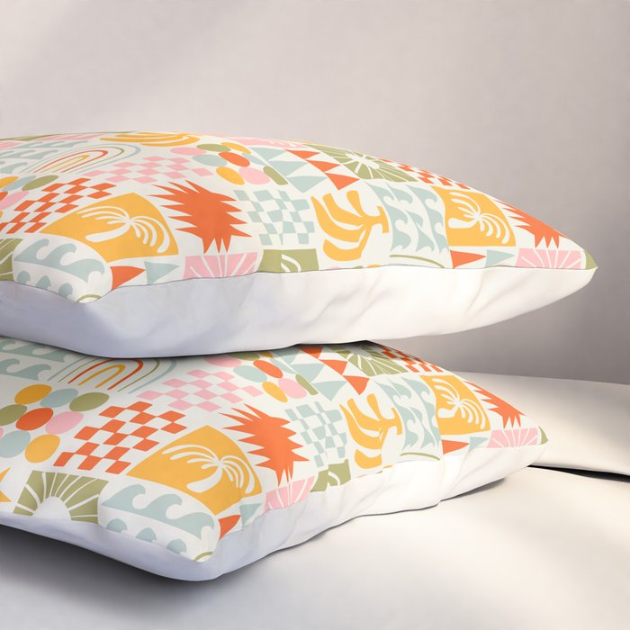 Colorful tropical summer mosaic tile art Pillow Sham Gallery Image 3