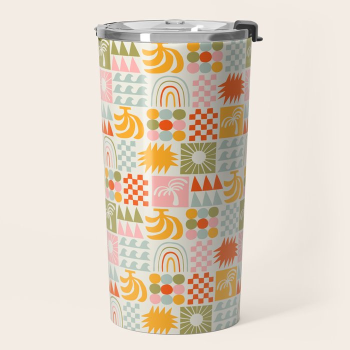 Colorful tropical summer mosaic tile art Travel Mug Gallery Image 2