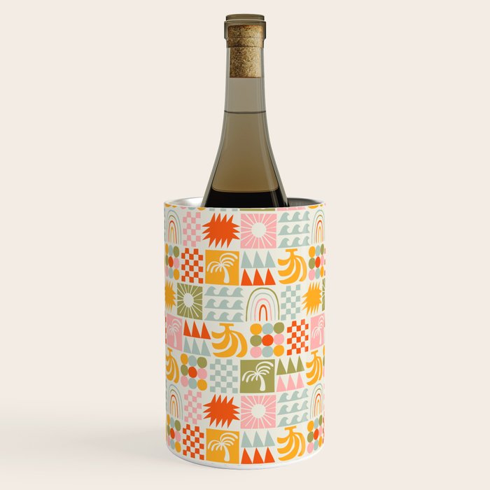 Colorful tropical summer mosaic tile art Wine Chiller Gallery Image 1