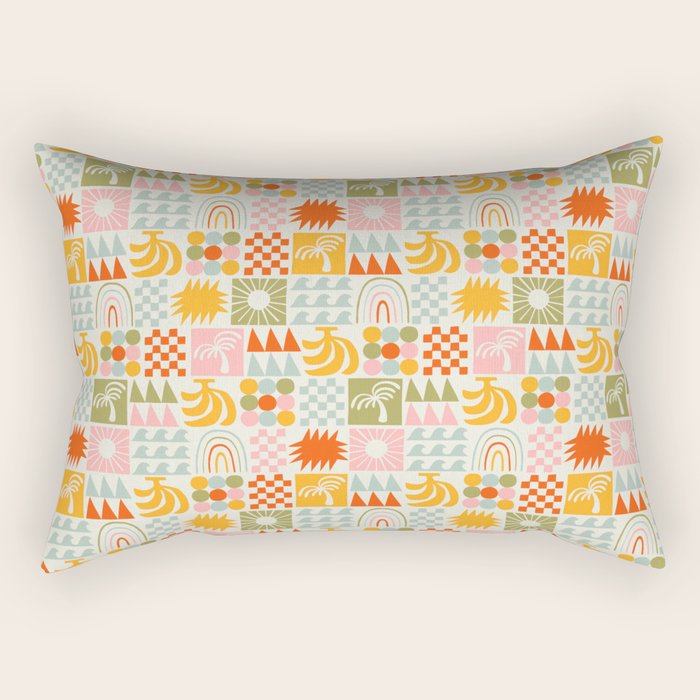 Colorful tropical summer mosaic tile art Rectangular Pillow Gallery Image 1