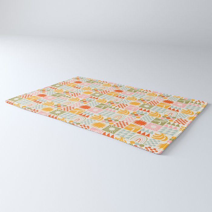 Colorful tropical summer mosaic tile art Rug Gallery Image 3