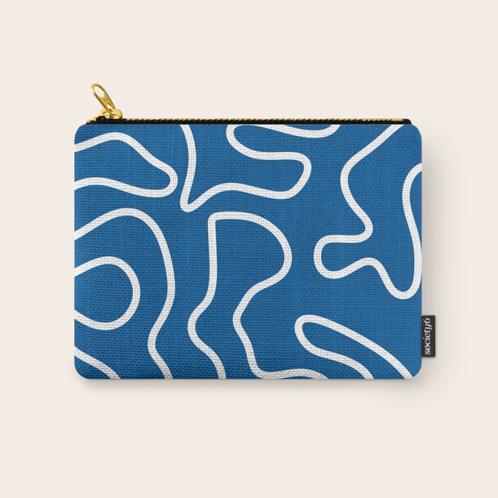 Squiggle Maze Minimalist Abstract Pattern in Blue and White Carry All Pouch Gallery Image 1