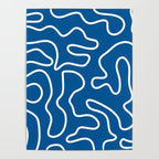 Squiggle Maze Minimalist Abstract Pattern in Blue and White Poster Gallery Image 4