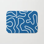 Squiggle Maze Minimalist Abstract Pattern in Blue and White Bath Mat Gallery Image 1