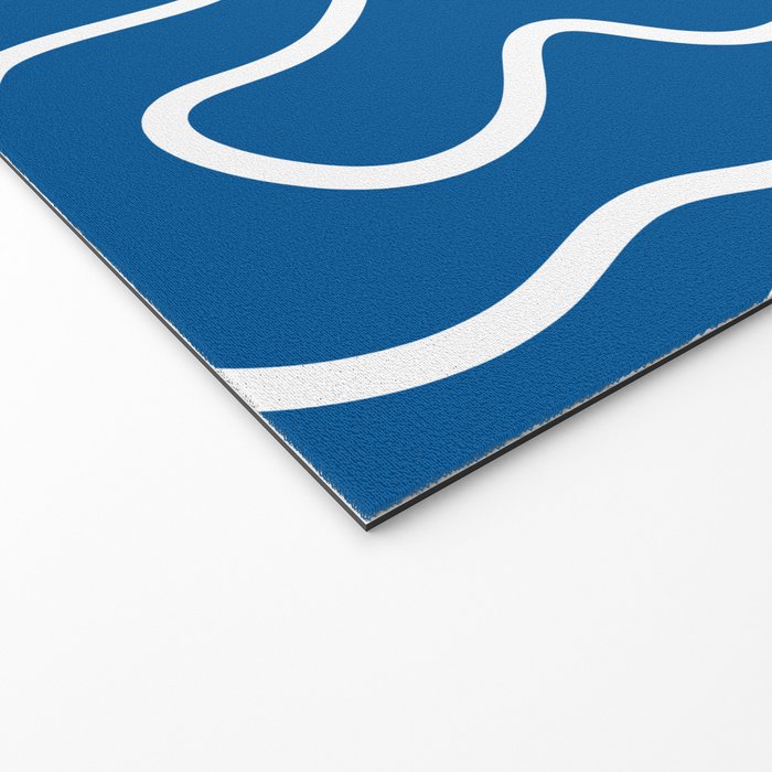 Squiggle Maze Minimalist Abstract Pattern in Blue and White Welcome Mat Gallery Image 2