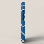 Squiggle Maze Minimalist Abstract Pattern in Blue and White iPhone Case Gallery Image 2