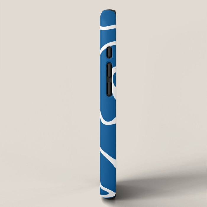 Squiggle Maze Minimalist Abstract Pattern in Blue and White iPhone Case Gallery Image 2