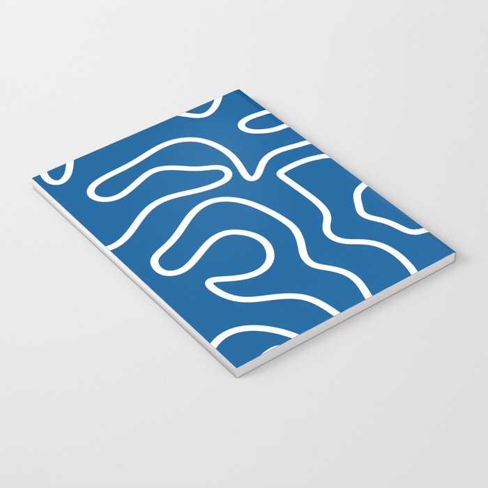 Squiggle Maze Minimalist Abstract Pattern in Blue and White Notebook Gallery Image 3
