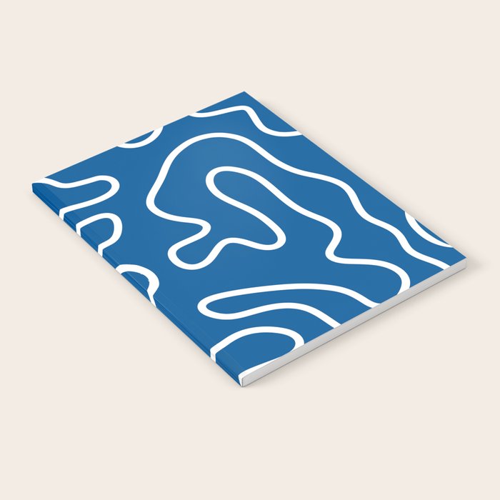Squiggle Maze Minimalist Abstract Pattern in Blue and White Notebook Gallery Image 1