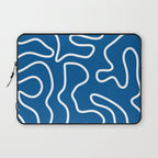 Squiggle Maze Minimalist Abstract Pattern in Blue and White Laptop Sleeve Gallery Image 1