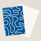 Squiggle Maze Minimalist Abstract Pattern in Blue and White Stationery Card Gallery Image 2