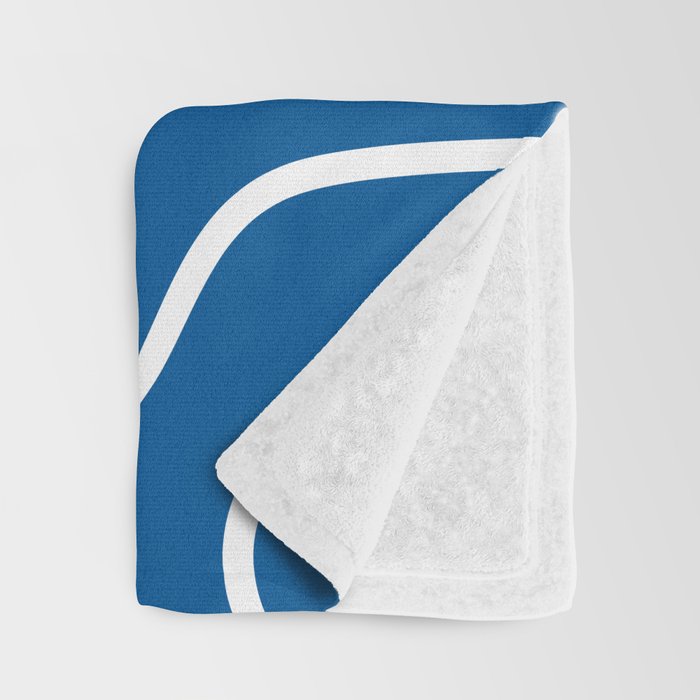 Squiggle Maze Minimalist Abstract Pattern in Blue and White Throw Blanket Gallery Image 3
