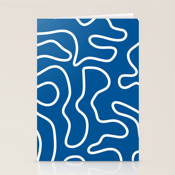 Squiggle Maze Minimalist Abstract Pattern in Blue and White Stationery Card Gallery Image 2