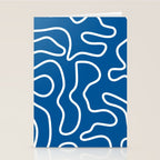 Squiggle Maze Minimalist Abstract Pattern in Blue and White Stationery Card Gallery Image 2
